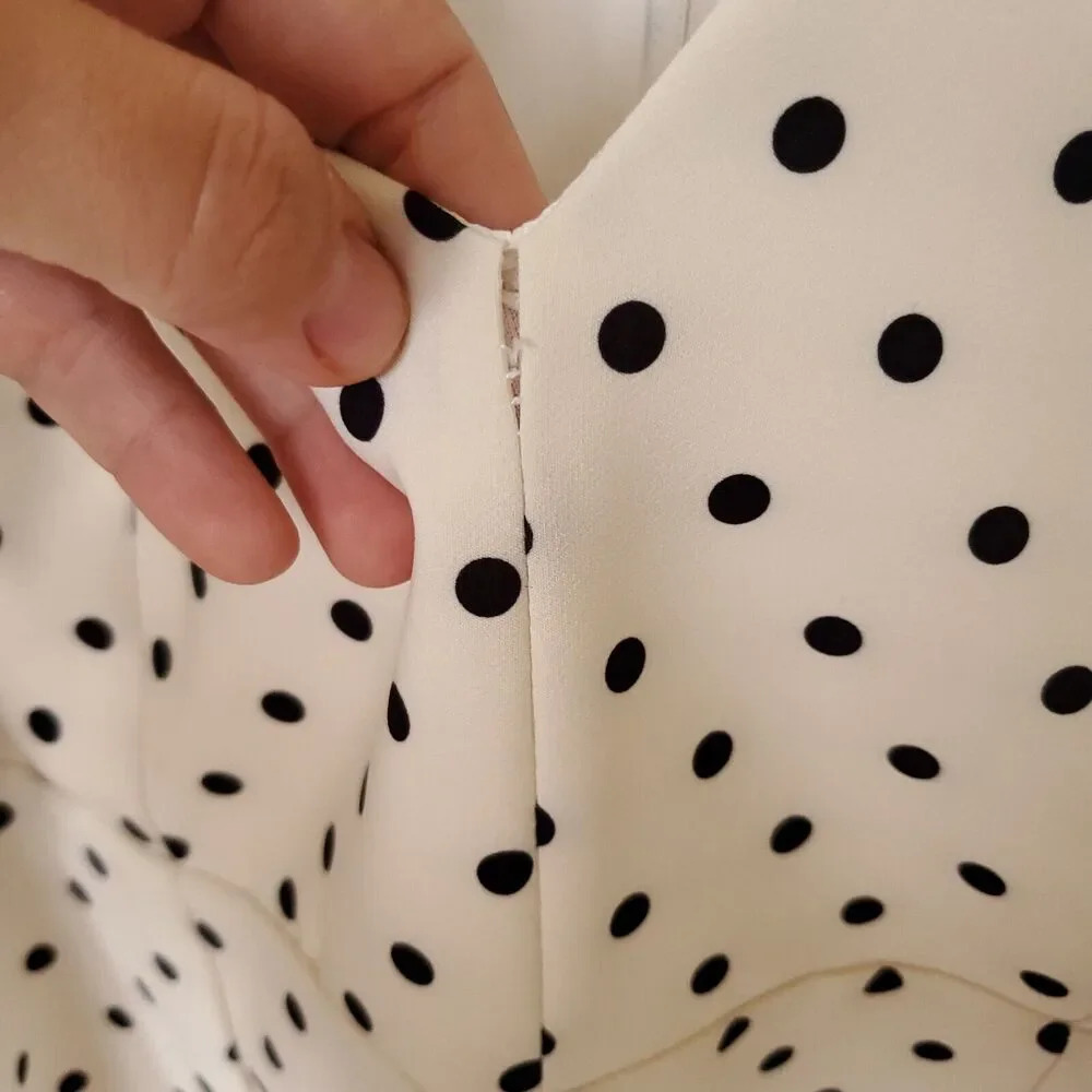 ASOS Little Mistress Maternity Womens Dress Size 8 Cream Black Polka Dot Midi - Picture 7 of 14